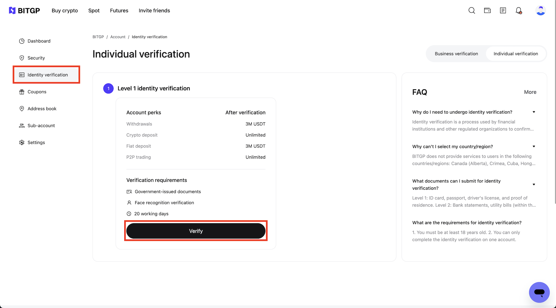 How to KYC on BITGP Using Your Bitget Account - Website guide image 0