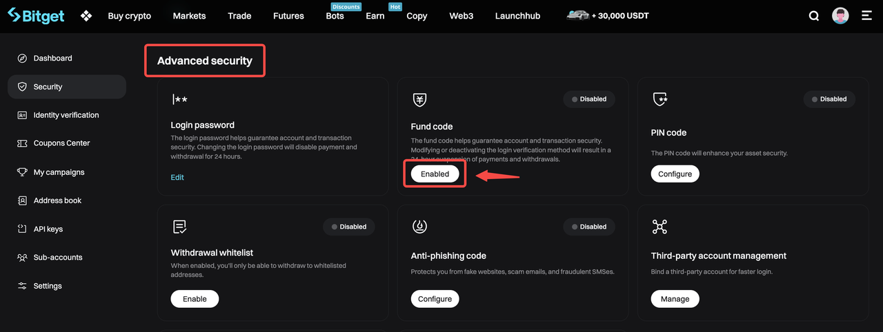 Cách Thiết Lập Mã Quỹ Cho Tài Khoản BITGP - Hướng Dẫn Trên Website image 0