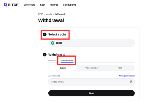 How Do I Make Internal Transfer on BITGP - Website Guide image 1